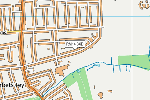 RM14 3XD map - OS VectorMap District (Ordnance Survey)