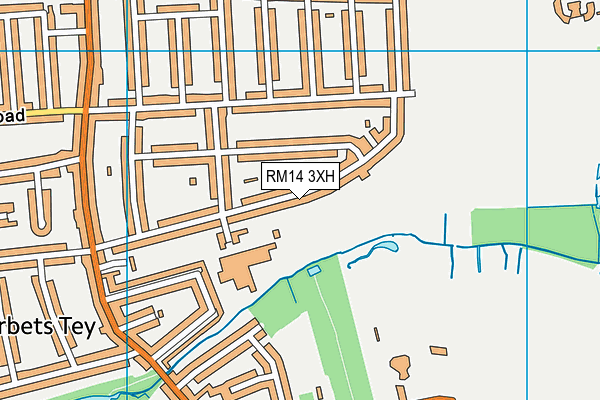 RM14 3XH map - OS VectorMap District (Ordnance Survey)