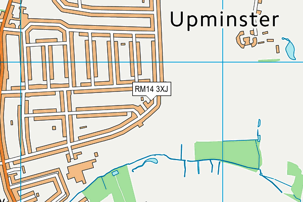 RM14 3XJ map - OS VectorMap District (Ordnance Survey)