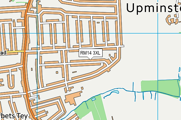 RM14 3XL map - OS VectorMap District (Ordnance Survey)