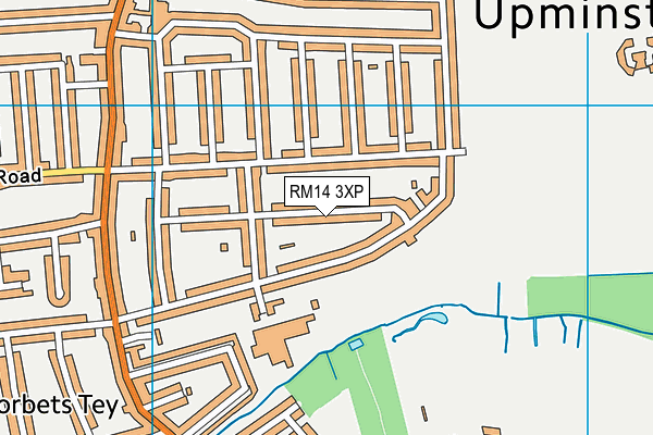 RM14 3XP map - OS VectorMap District (Ordnance Survey)