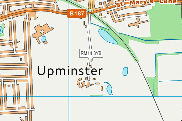 RM14 3YB map - OS VectorMap District (Ordnance Survey)