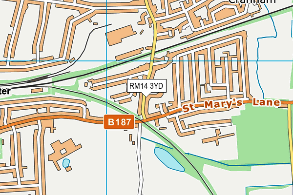 RM14 3YD map - OS VectorMap District (Ordnance Survey)