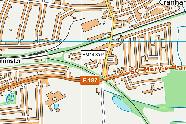 RM14 3YP map - OS VectorMap District (Ordnance Survey)