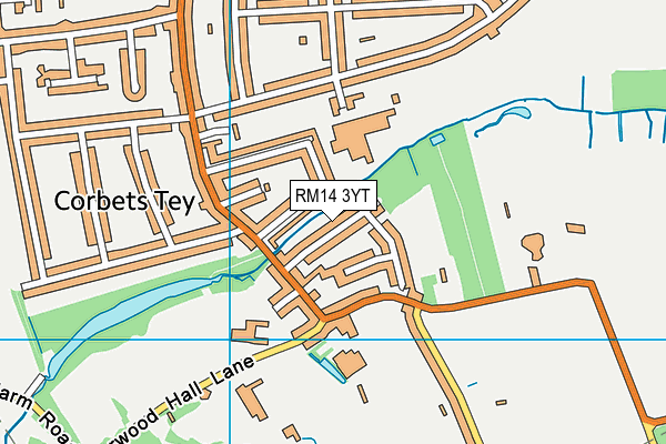 RM14 3YT map - OS VectorMap District (Ordnance Survey)