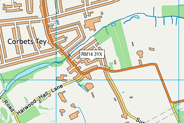 RM14 3YX map - OS VectorMap District (Ordnance Survey)