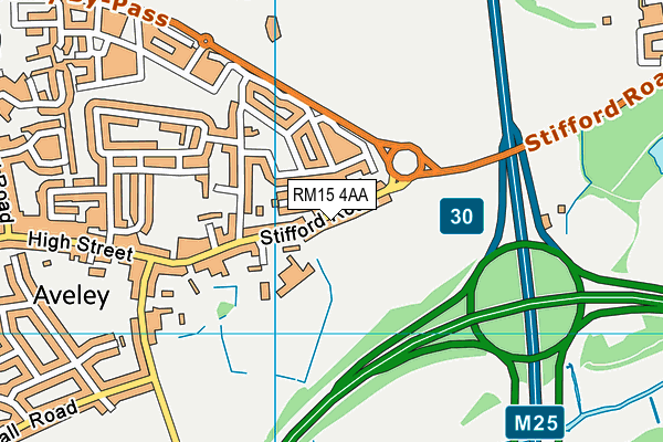 RM15 4AA map - OS VectorMap District (Ordnance Survey)