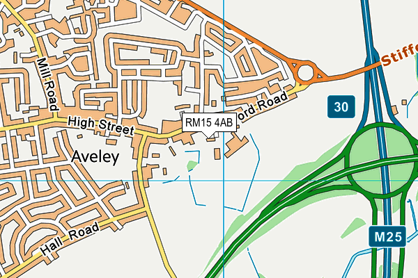 RM15 4AB map - OS VectorMap District (Ordnance Survey)