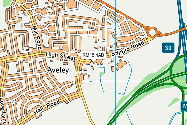 Map of THE OLD SHIP INN AVELEY LTD at district scale