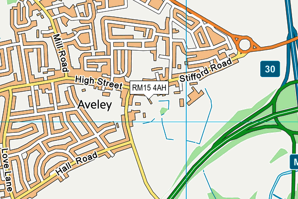 RM15 4AH map - OS VectorMap District (Ordnance Survey)