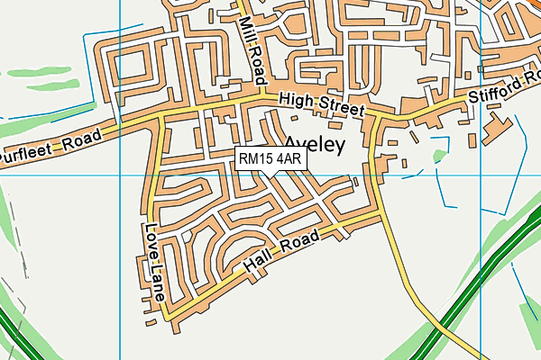 RM15 4AR map - OS VectorMap District (Ordnance Survey)