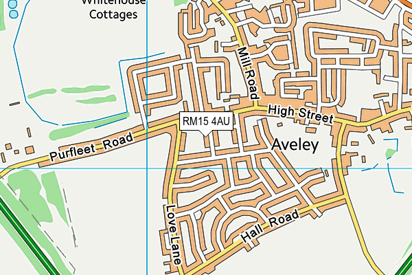 RM15 4AU map - OS VectorMap District (Ordnance Survey)