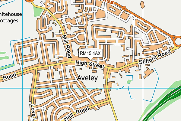 RM15 4AX map - OS VectorMap District (Ordnance Survey)