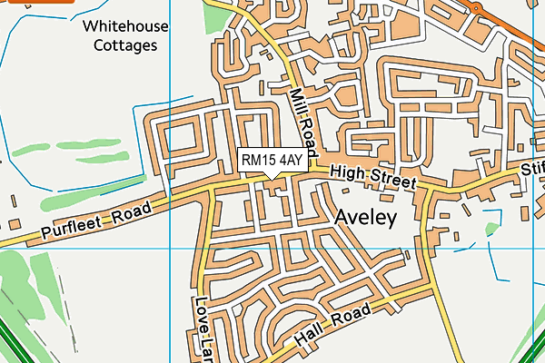 RM15 4AY map - OS VectorMap District (Ordnance Survey)