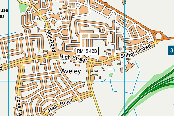 RM15 4BB map - OS VectorMap District (Ordnance Survey)