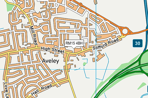 RM15 4BH map - OS VectorMap District (Ordnance Survey)