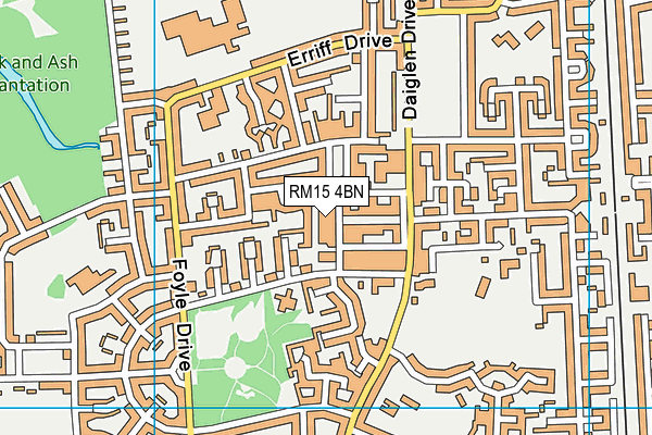 RM15 4BN map - OS VectorMap District (Ordnance Survey)
