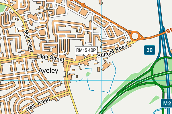 RM15 4BP map - OS VectorMap District (Ordnance Survey)