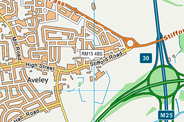 RM15 4BS map - OS VectorMap District (Ordnance Survey)