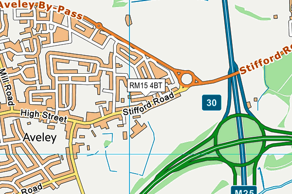 RM15 4BT map - OS VectorMap District (Ordnance Survey)