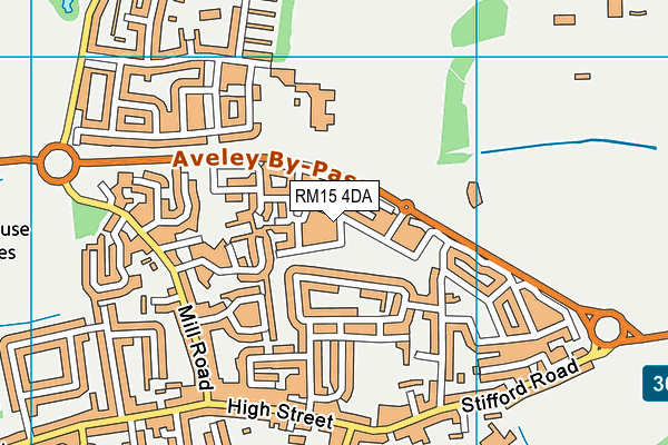 RM15 4DA map - OS VectorMap District (Ordnance Survey)