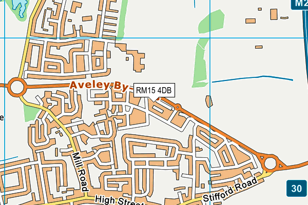 RM15 4DB map - OS VectorMap District (Ordnance Survey)