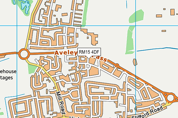 RM15 4DF map - OS VectorMap District (Ordnance Survey)
