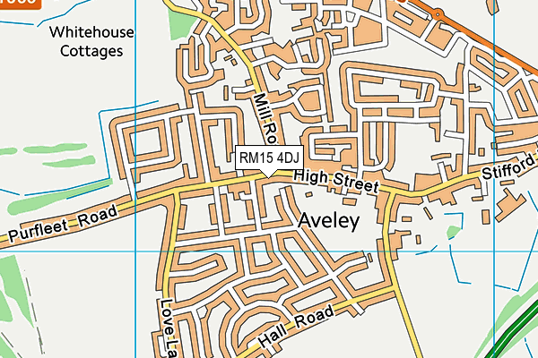 RM15 4DJ map - OS VectorMap District (Ordnance Survey)