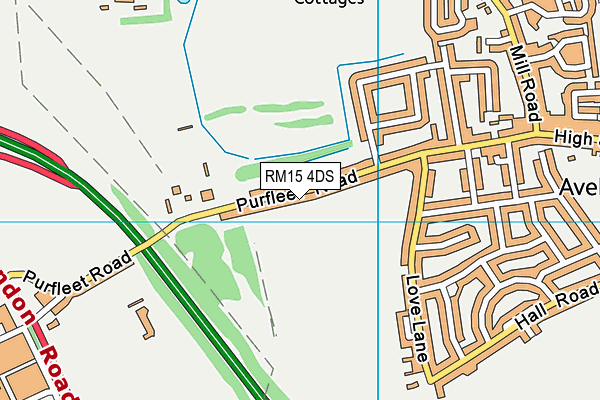 RM15 4DS map - OS VectorMap District (Ordnance Survey)