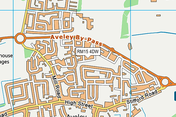 RM15 4DW map - OS VectorMap District (Ordnance Survey)