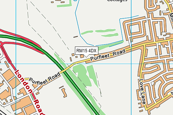 RM15 4DX map - OS VectorMap District (Ordnance Survey)