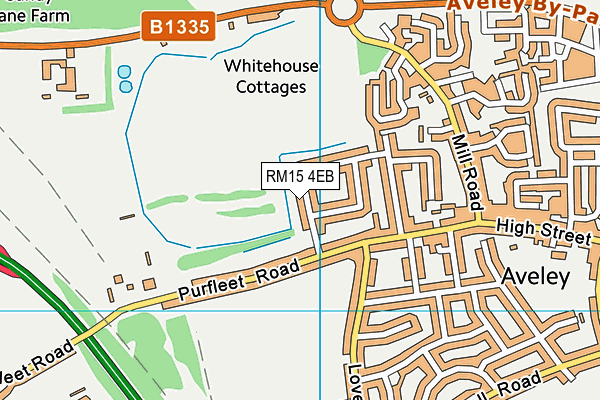 RM15 4EB map - OS VectorMap District (Ordnance Survey)