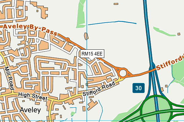 RM15 4EE map - OS VectorMap District (Ordnance Survey)