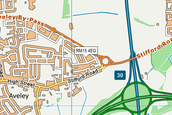 RM15 4EG map - OS VectorMap District (Ordnance Survey)