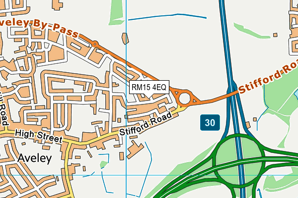 RM15 4EQ map - OS VectorMap District (Ordnance Survey)