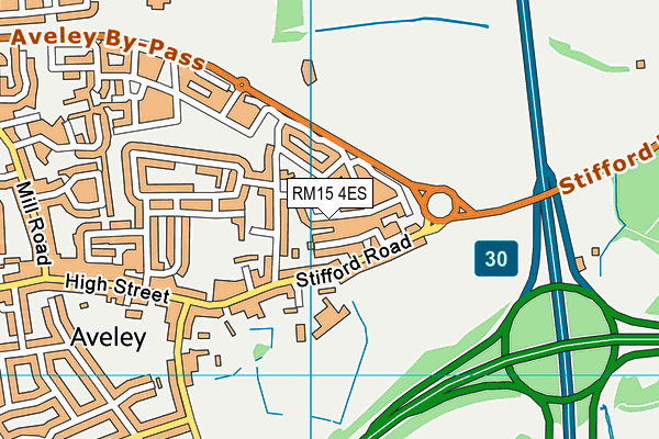 RM15 4ES map - OS VectorMap District (Ordnance Survey)