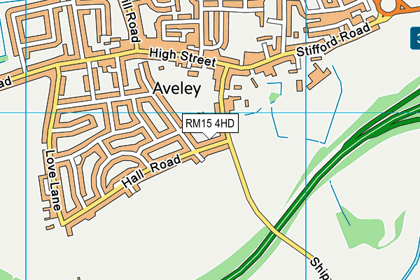 RM15 4HD map - OS VectorMap District (Ordnance Survey)