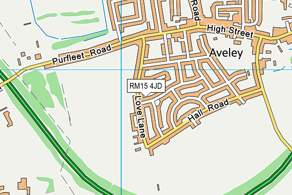 RM15 4JD map - OS VectorMap District (Ordnance Survey)