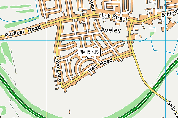 RM15 4JS map - OS VectorMap District (Ordnance Survey)