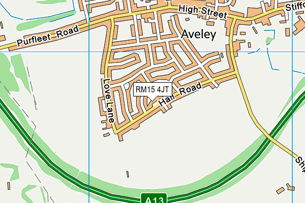 RM15 4JT map - OS VectorMap District (Ordnance Survey)