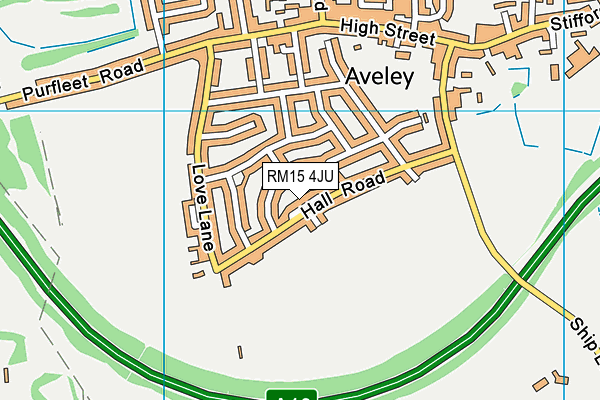 RM15 4JU map - OS VectorMap District (Ordnance Survey)