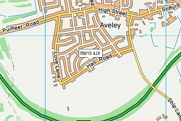 RM15 4JX map - OS VectorMap District (Ordnance Survey)