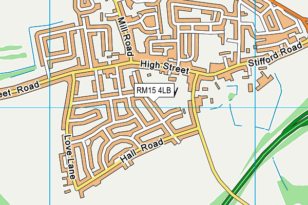 RM15 4LB map - OS VectorMap District (Ordnance Survey)