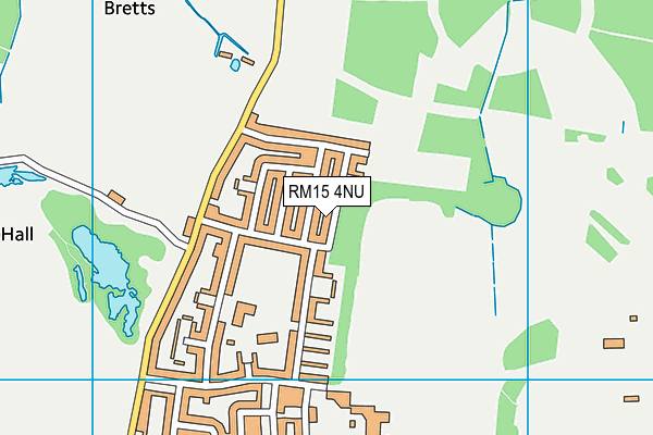 RM15 4NU map - OS VectorMap District (Ordnance Survey)