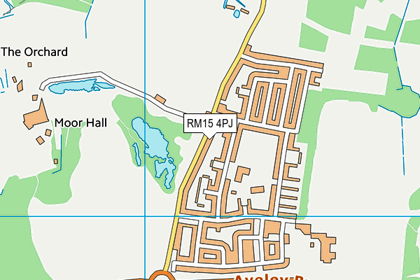 RM15 4PJ map - OS VectorMap District (Ordnance Survey)