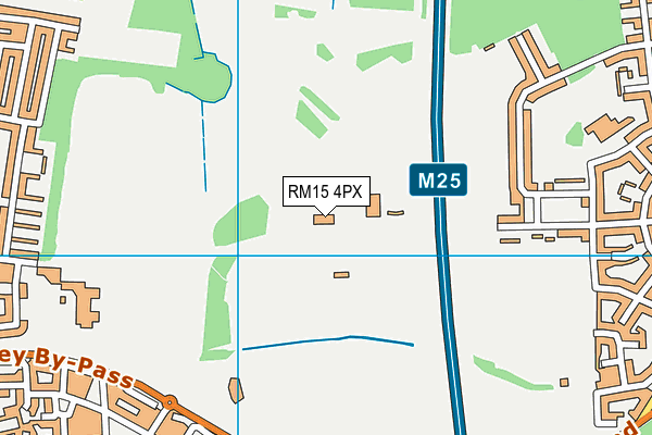 RM15 4PX map - OS VectorMap District (Ordnance Survey)