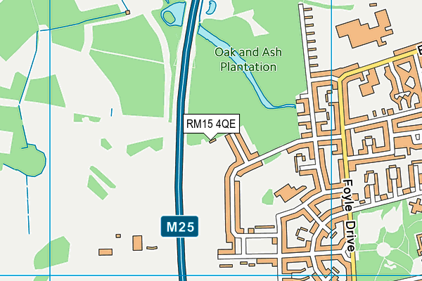 RM15 4QE map - OS VectorMap District (Ordnance Survey)