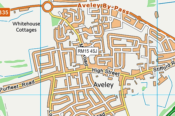 RM15 4SJ map - OS VectorMap District (Ordnance Survey)