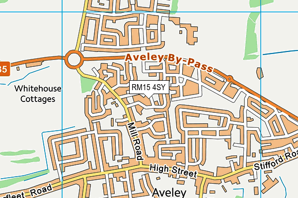 RM15 4SY map - OS VectorMap District (Ordnance Survey)