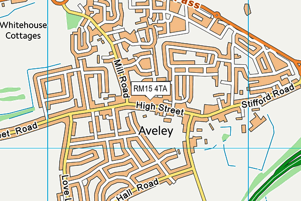 RM15 4TA map - OS VectorMap District (Ordnance Survey)